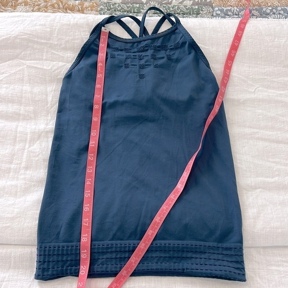 Athleta Namaste Support Tank Top Mesh Padded Yoga Exercise Gym Iron Blue XS - Picture 3 of 11